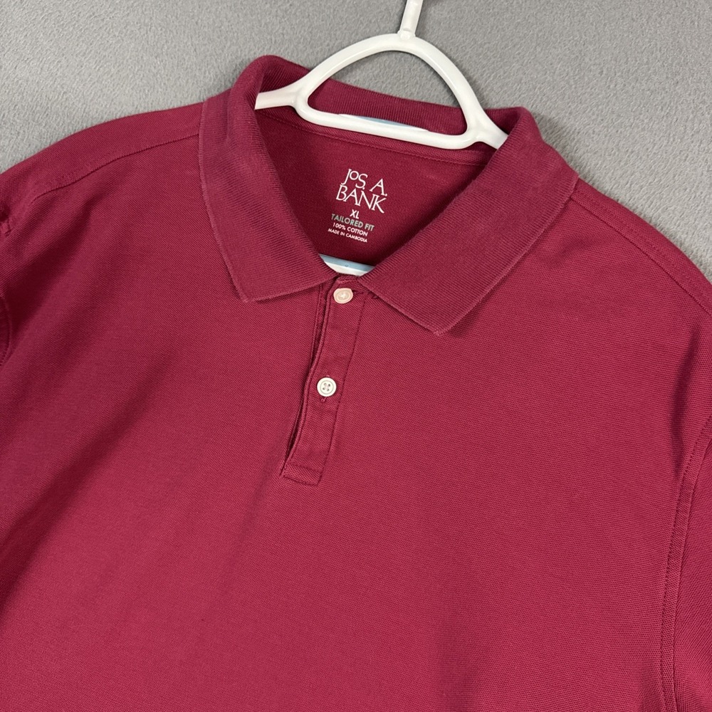 Jos A Bank Polo Shirt Mens XL Red Tailored Fit Performance Stretch Cotton Golf
